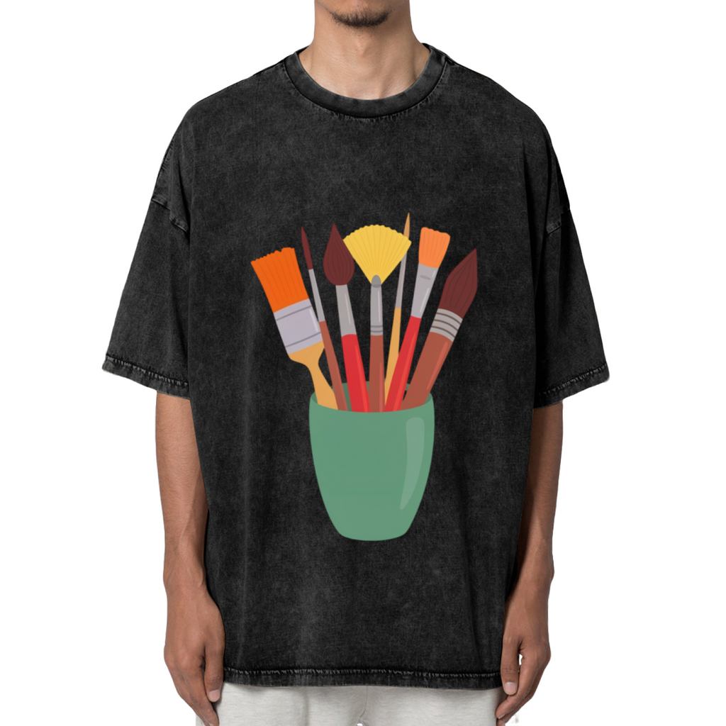Unisex washed graphic T-shirt with Art Teacher themed design, product image