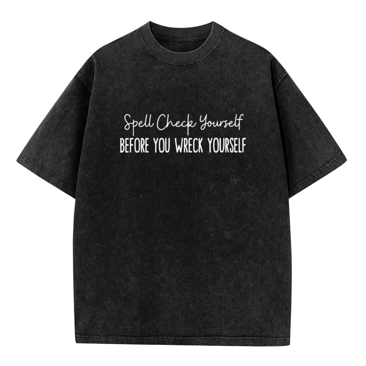 Unisex washed graphic T-shirt with Spell Check Yourself Before You Wreck Yourself English Teacher Shirt English Teacher Gift Funny Grammar Shirt Funny English Teacher themed d