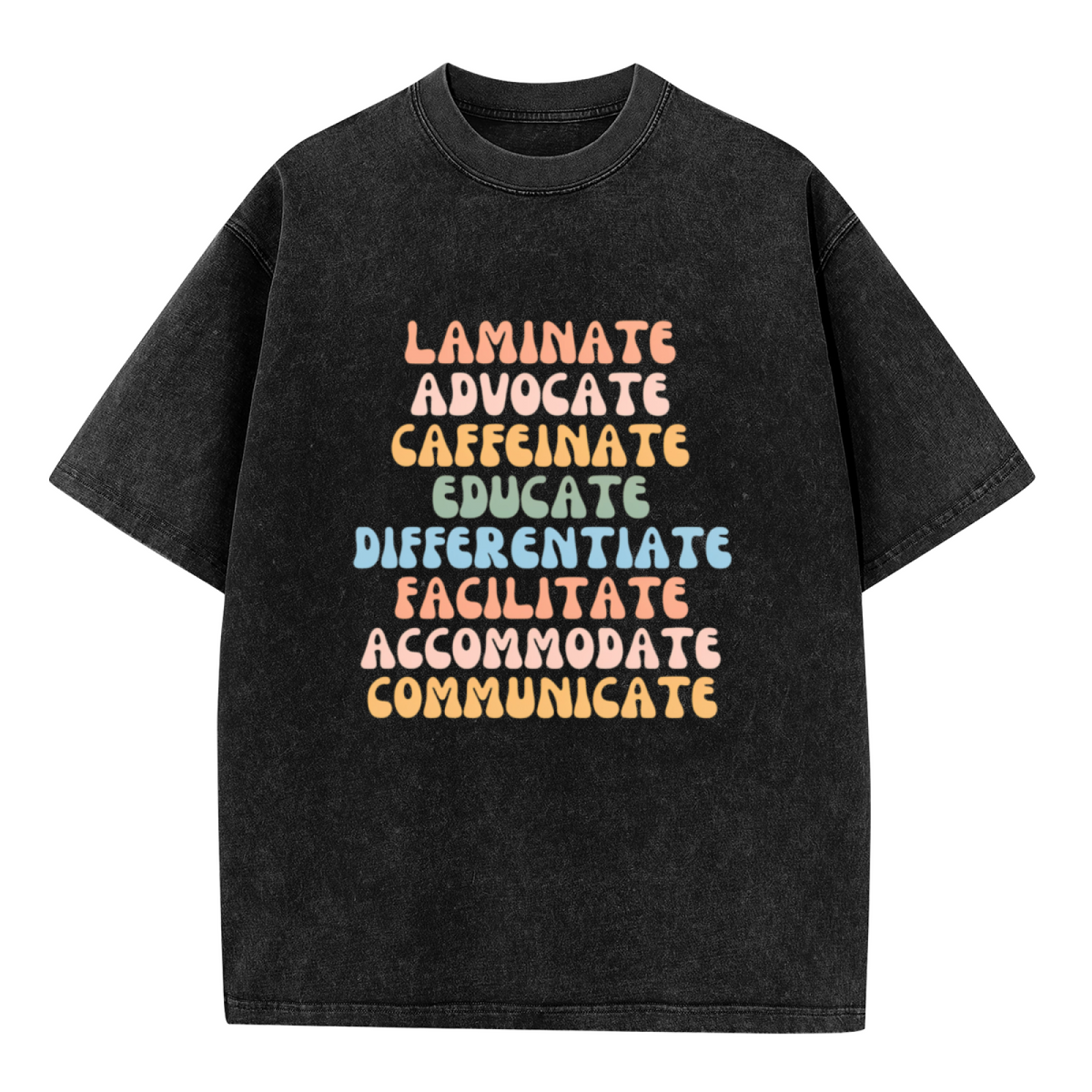 Unisex washed graphic T-shirt with Special Education Teacher themed design, product image