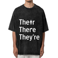 Unisex washed graphic T-shirt with Their There They're themed design, product image