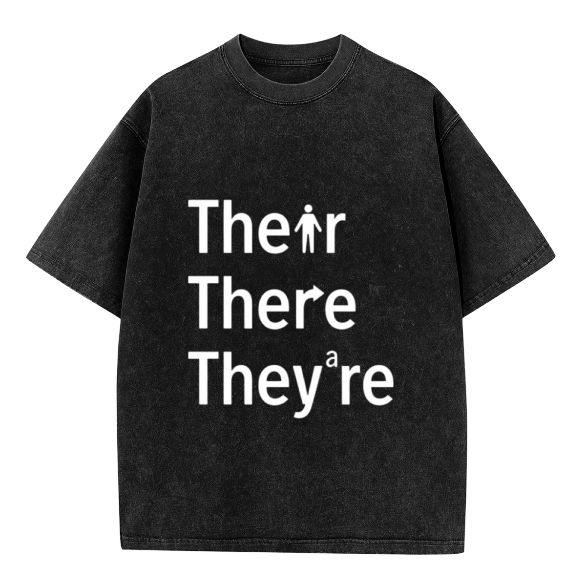 Unisex washed graphic T-shirt with Their There They're themed design, product image