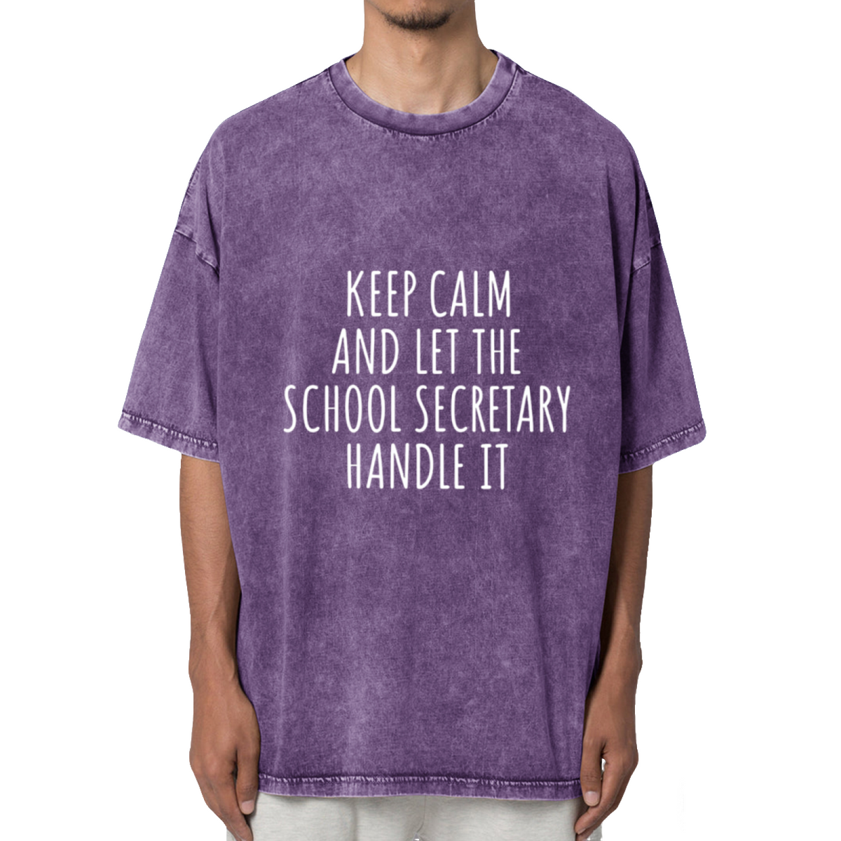 Keep Calm And Let The School Secretary Washed Graphic T-Shirt