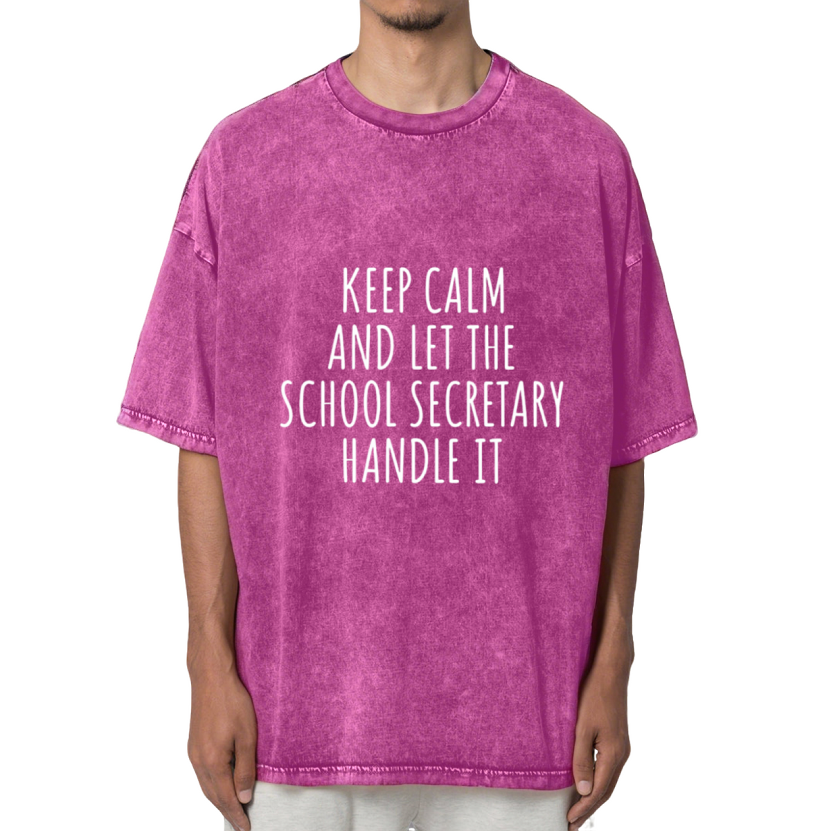Keep Calm And Let The School Secretary Washed Graphic T-Shirt