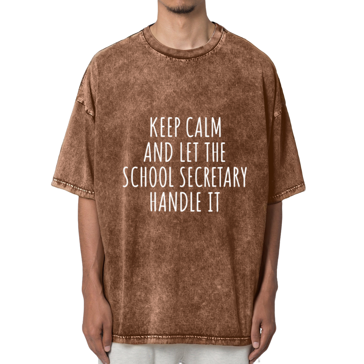 Keep Calm And Let The School Secretary Washed Graphic T-Shirt