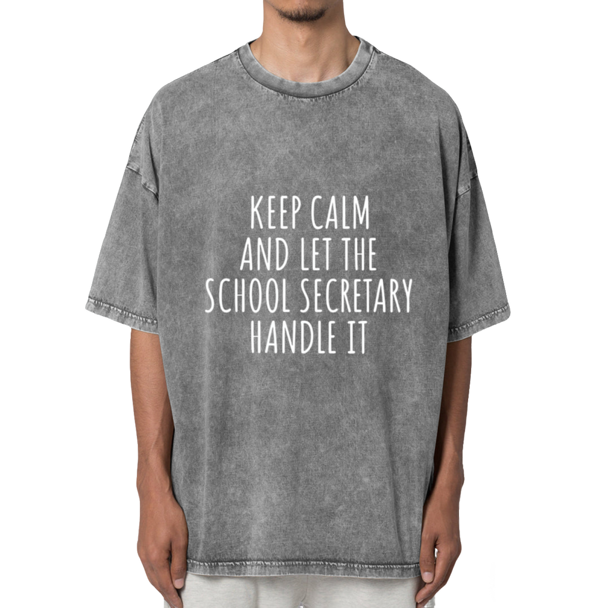 Keep Calm And Let The School Secretary Washed Graphic T-Shirt