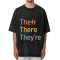 Unisex washed graphic T-shirt with Their There They’re Grammar themed design, product image