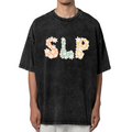 Unisex washed graphic T-shirt with Slp themed design, product image