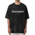 Product image of washed graphic T-shirt featuring 'Therapist Mental Health' statement design