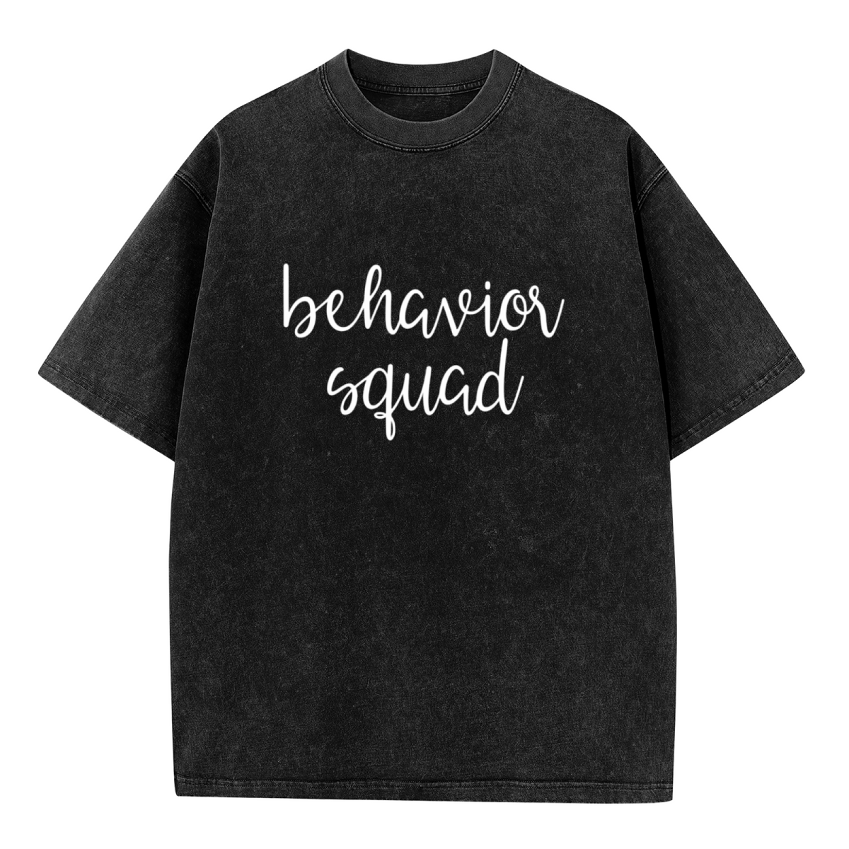 Unisex washed graphic T-shirt with Behavior Squad themed design, product image