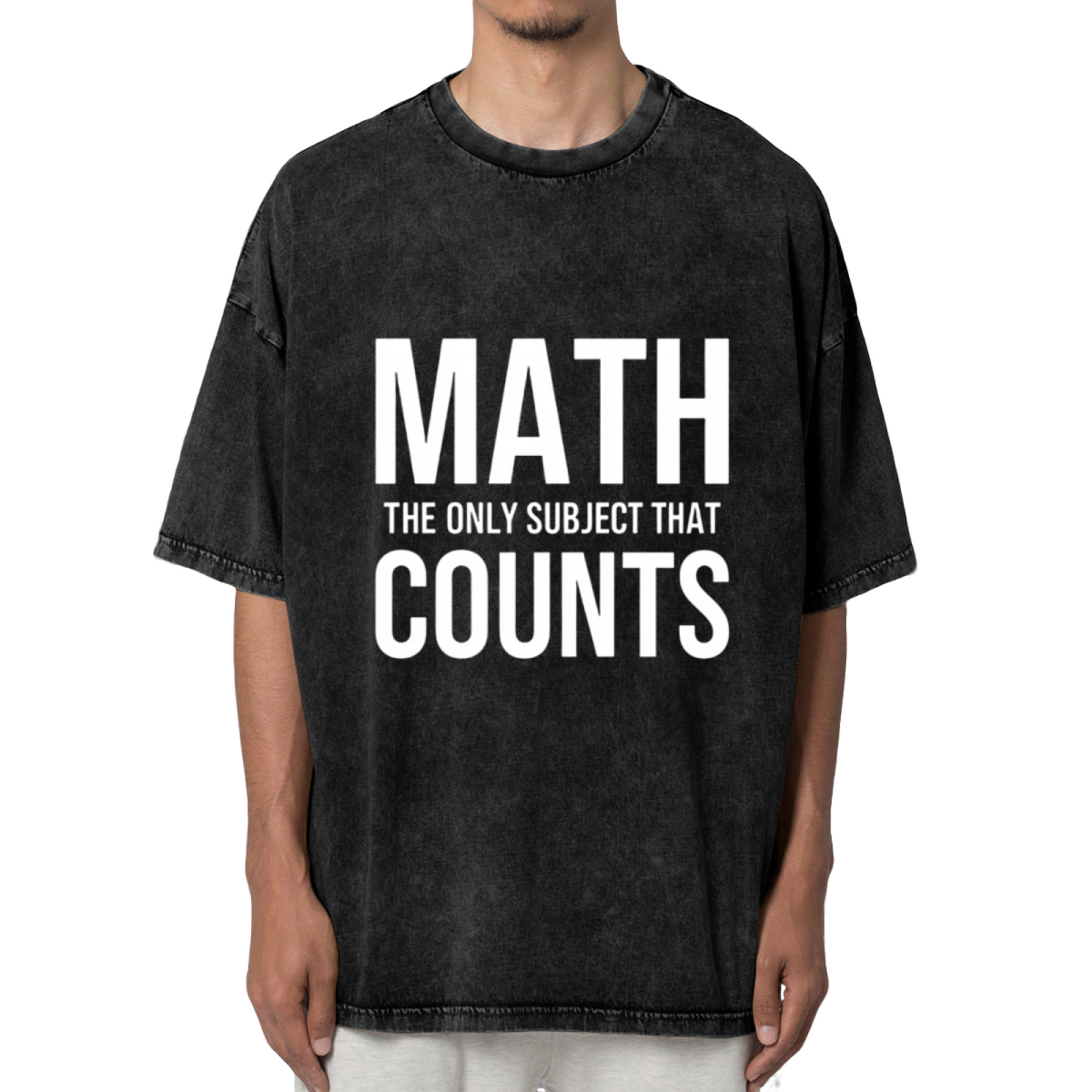 Unisex washed graphic T-shirt with Math The Only Subject That Counts themed design, product image