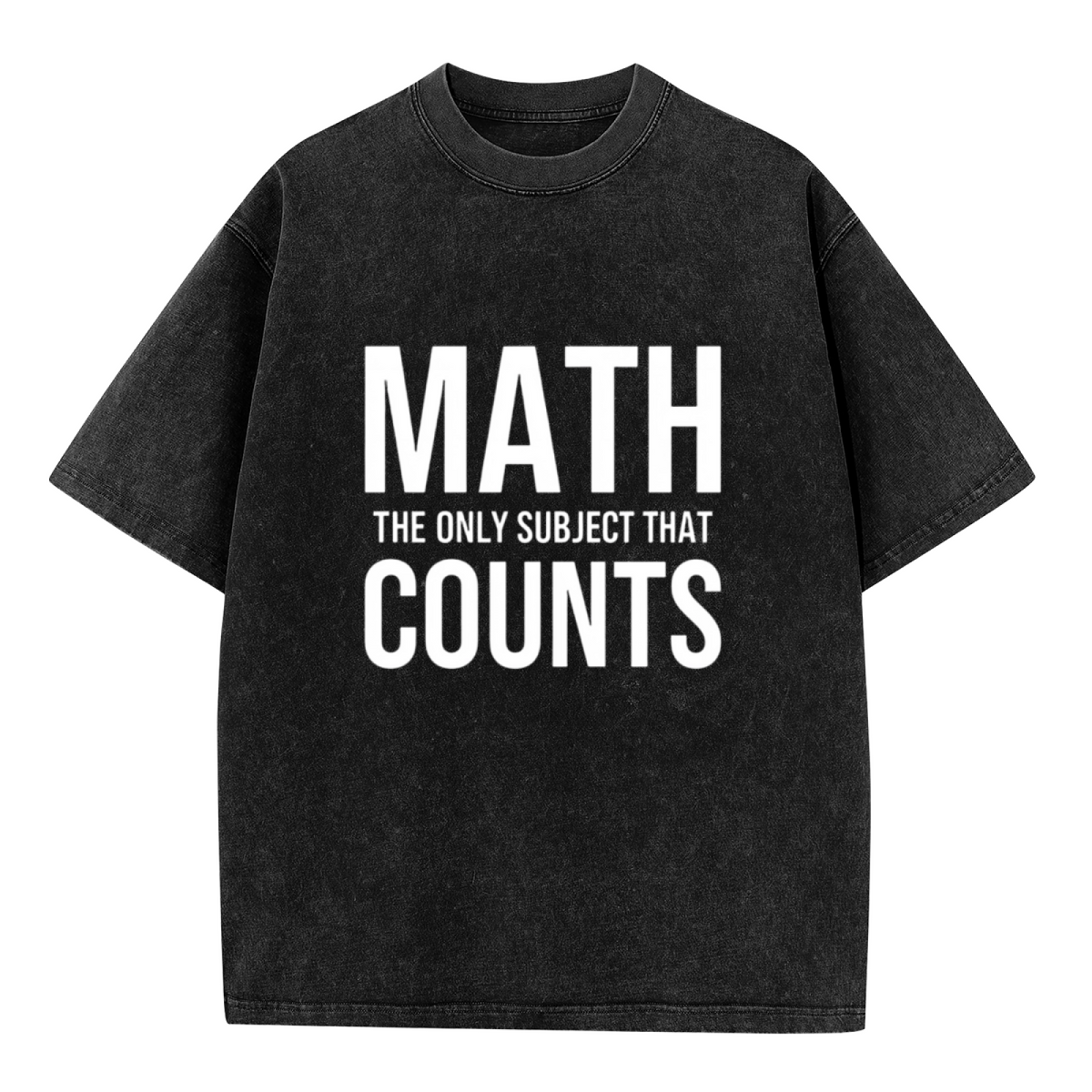 Unisex washed graphic T-shirt with Math The Only Subject That Counts themed design, product image