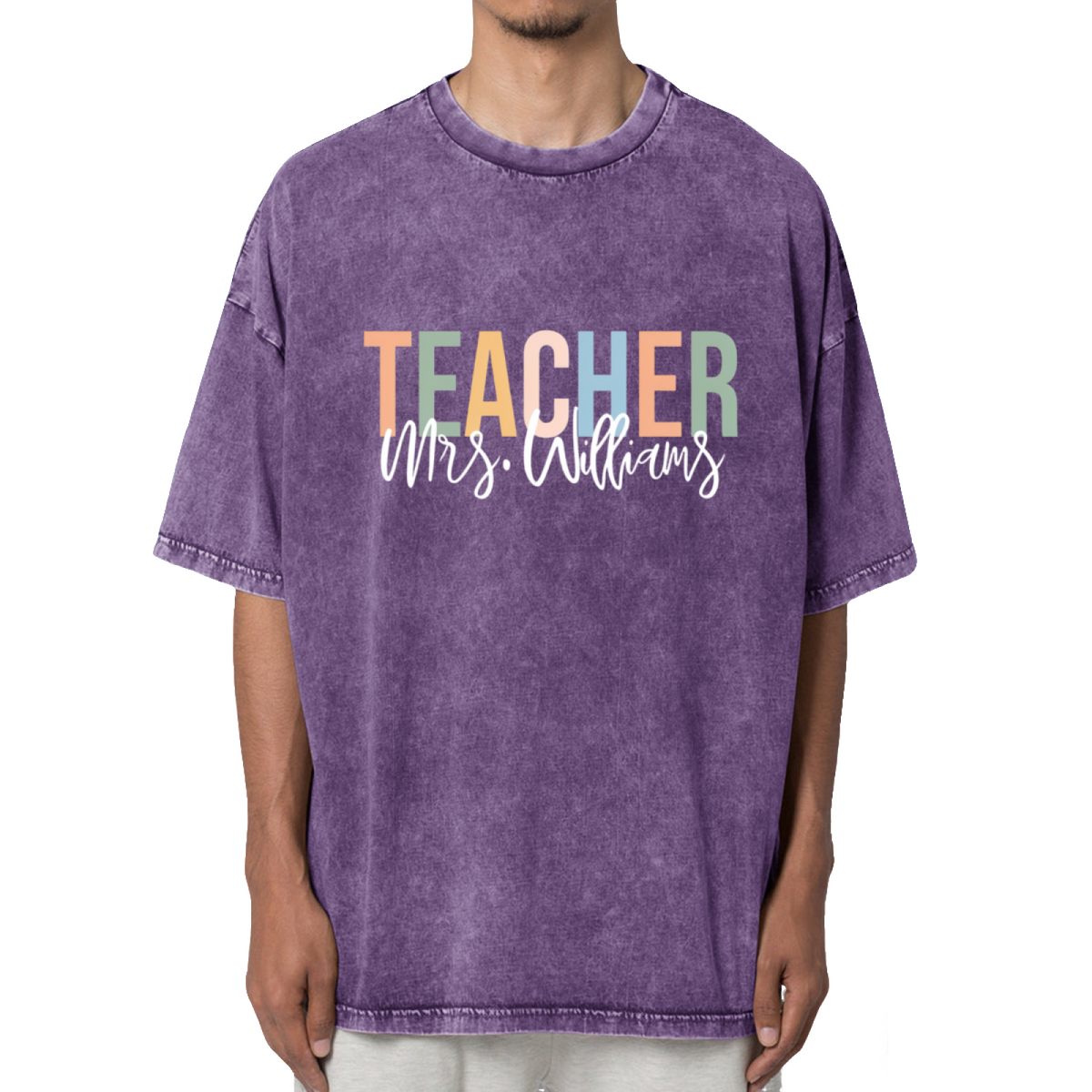 Custom Teacher Washed Graphic T-Shirt