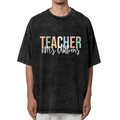 Unisex washed graphic T-shirt with Custom Teacher themed design, product image