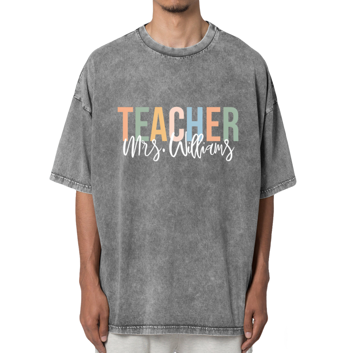 Custom Teacher Washed Graphic T-Shirt