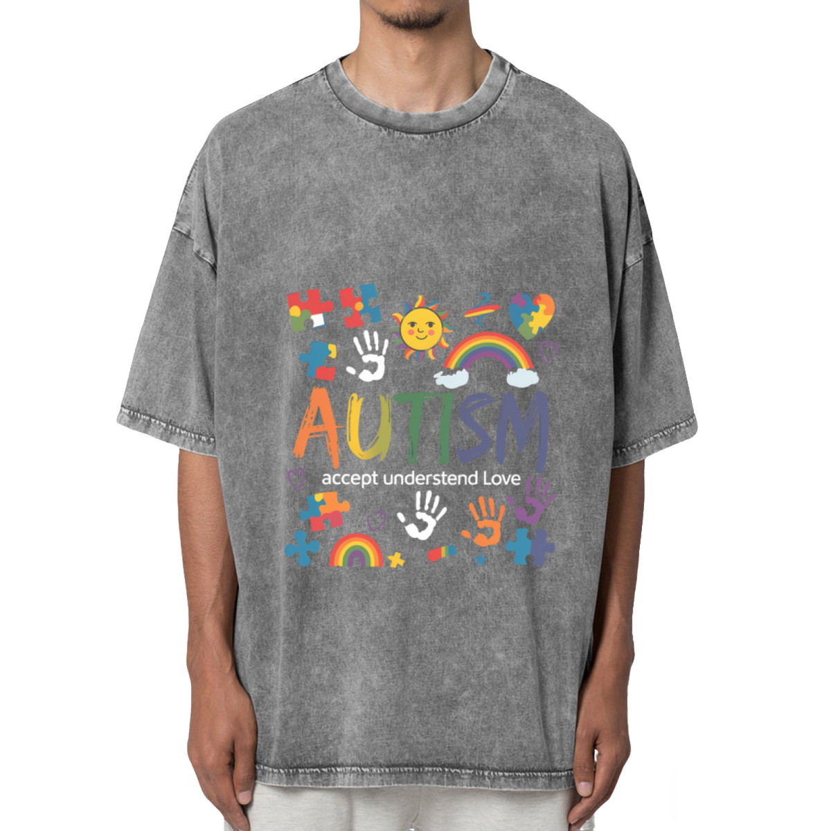Autism Accept Love Understand Washed Graphic Tee