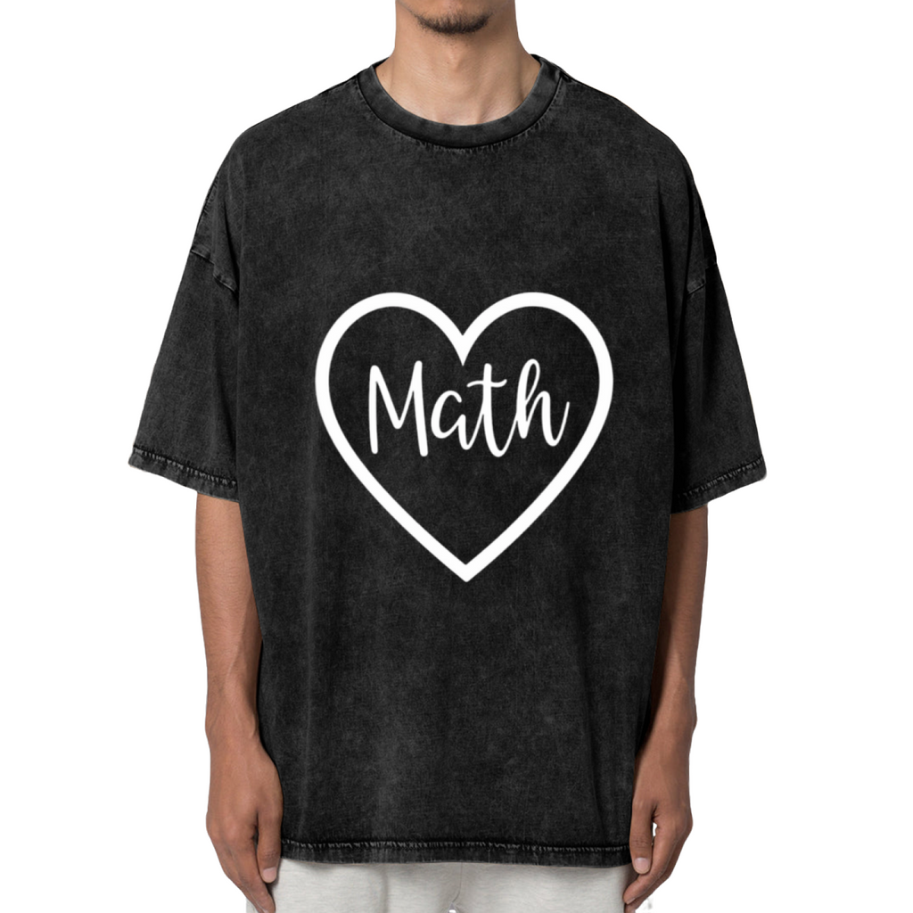 Unisex washed graphic T-shirt with Math Teacher Shirt Womens Teacher Shirt Gift For Math Teacher Mathlete Math Fan Math Teacher Math Shirt Love Math Shirt Heart themed design,