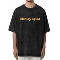 Unisex washed graphic T-shirt with Literacy Squad themed design, product image