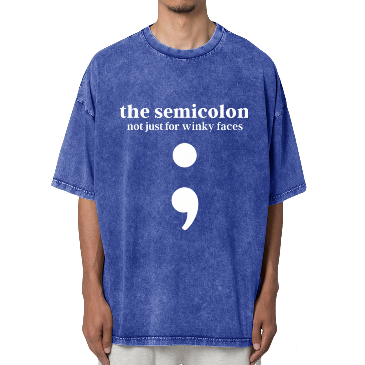Semicolon Punctuation Shirt English Washed Graphic T-Shirt