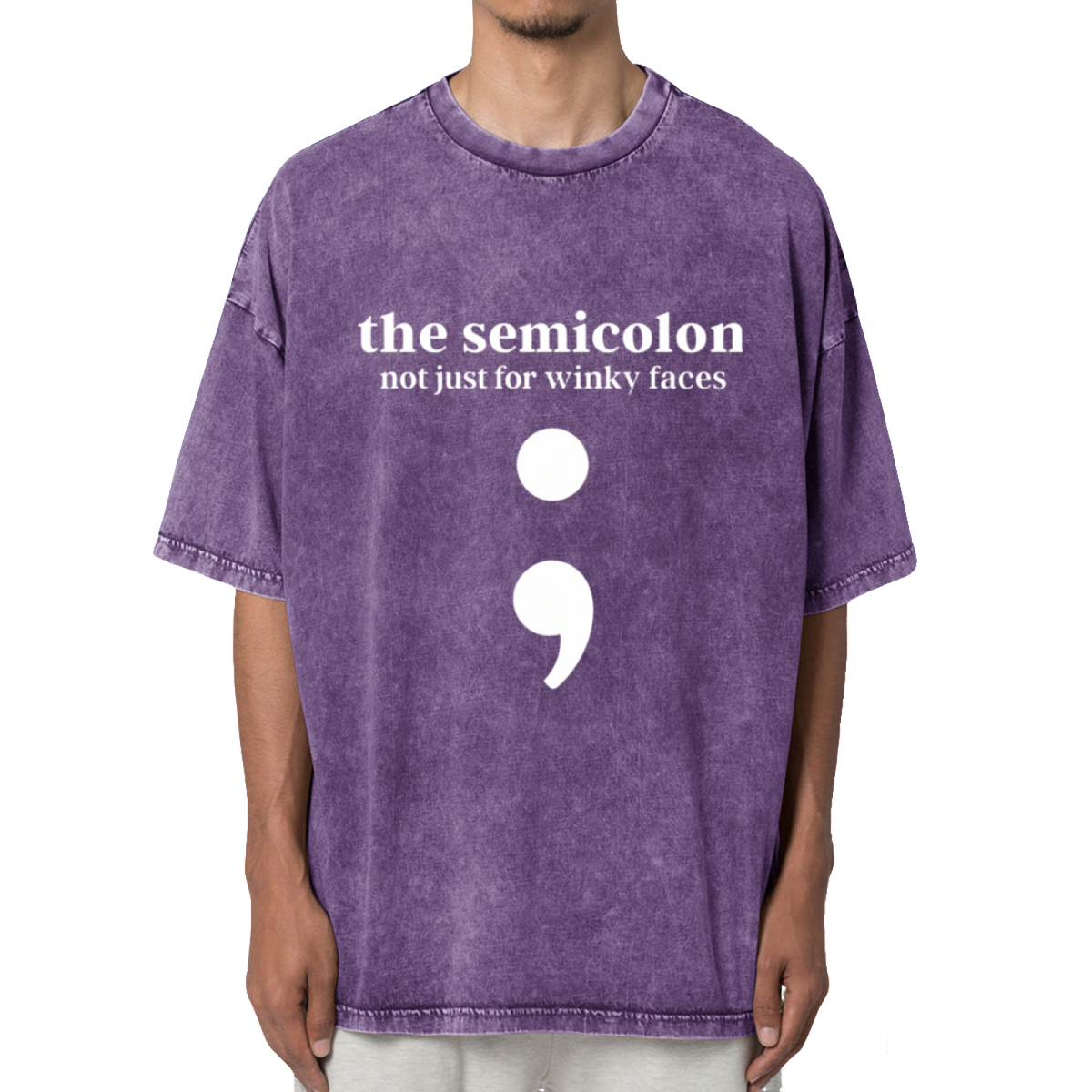Semicolon Punctuation Shirt English Washed Graphic T-Shirt