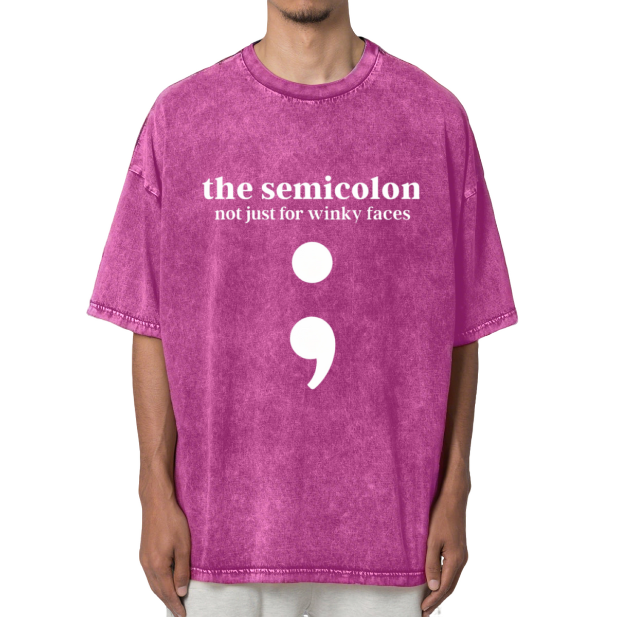 Semicolon Punctuation Shirt English Washed Graphic T-Shirt