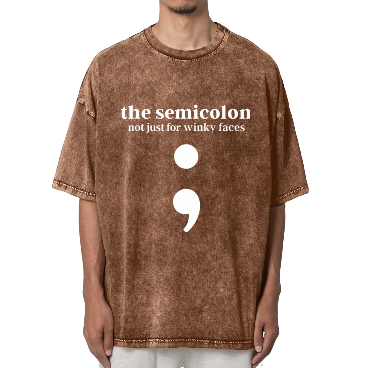 Semicolon Punctuation Shirt English Washed Graphic T-Shirt