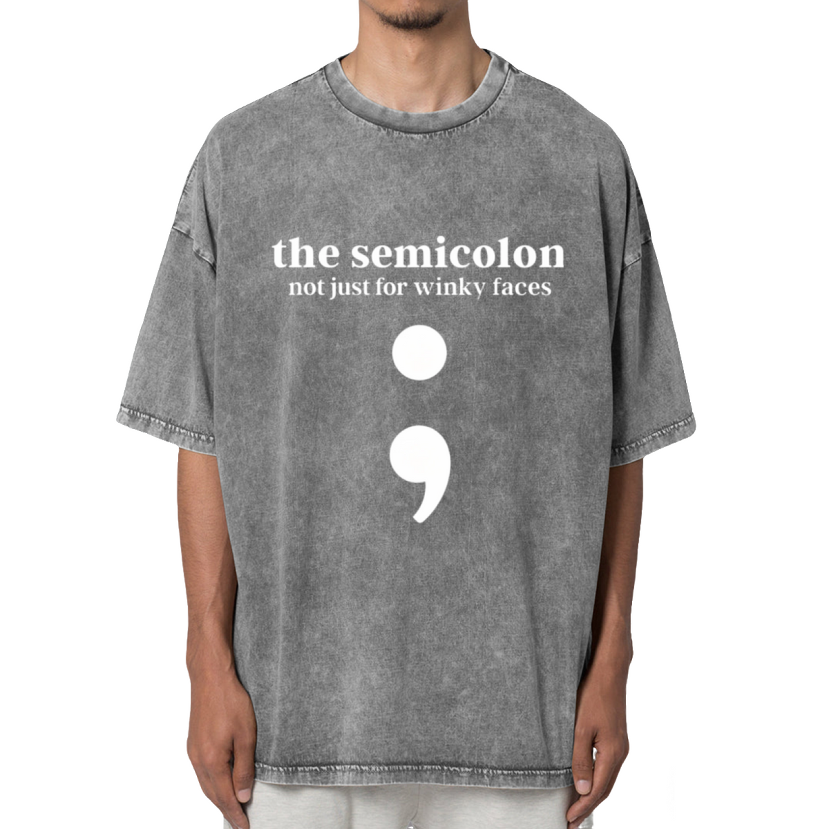 Semicolon Punctuation Shirt English Washed Graphic T-Shirt