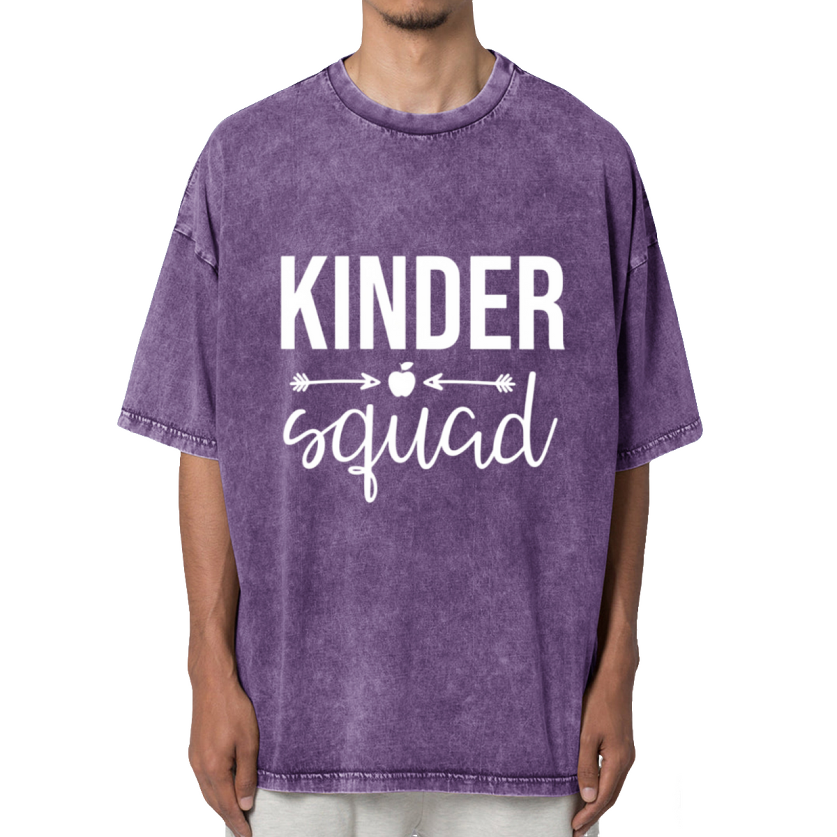 Kinder Squad Kindergarten Shirt Teacher Washed Graphic T-Shirt