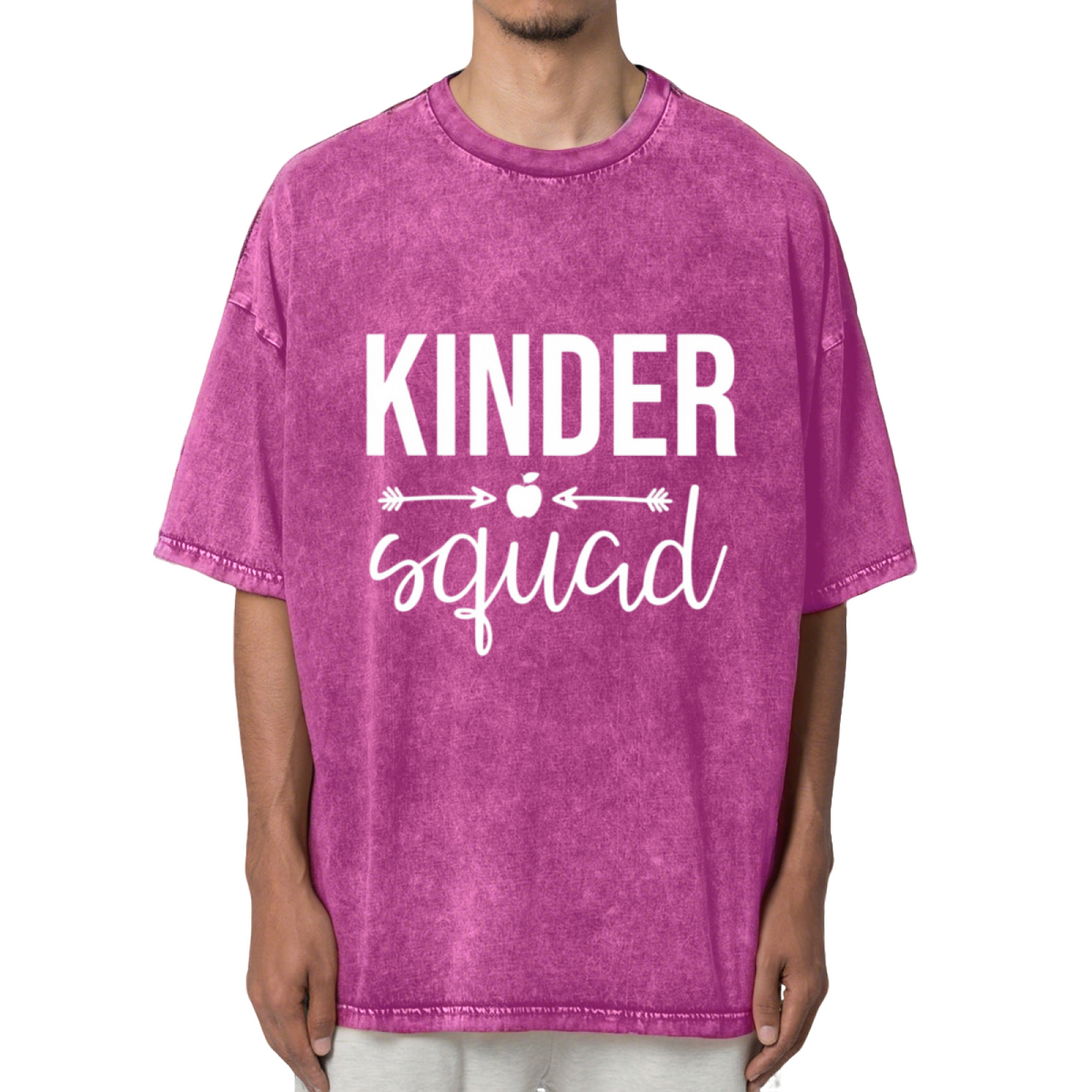 Kinder Squad Kindergarten Shirt Teacher Washed Graphic T-Shirt
