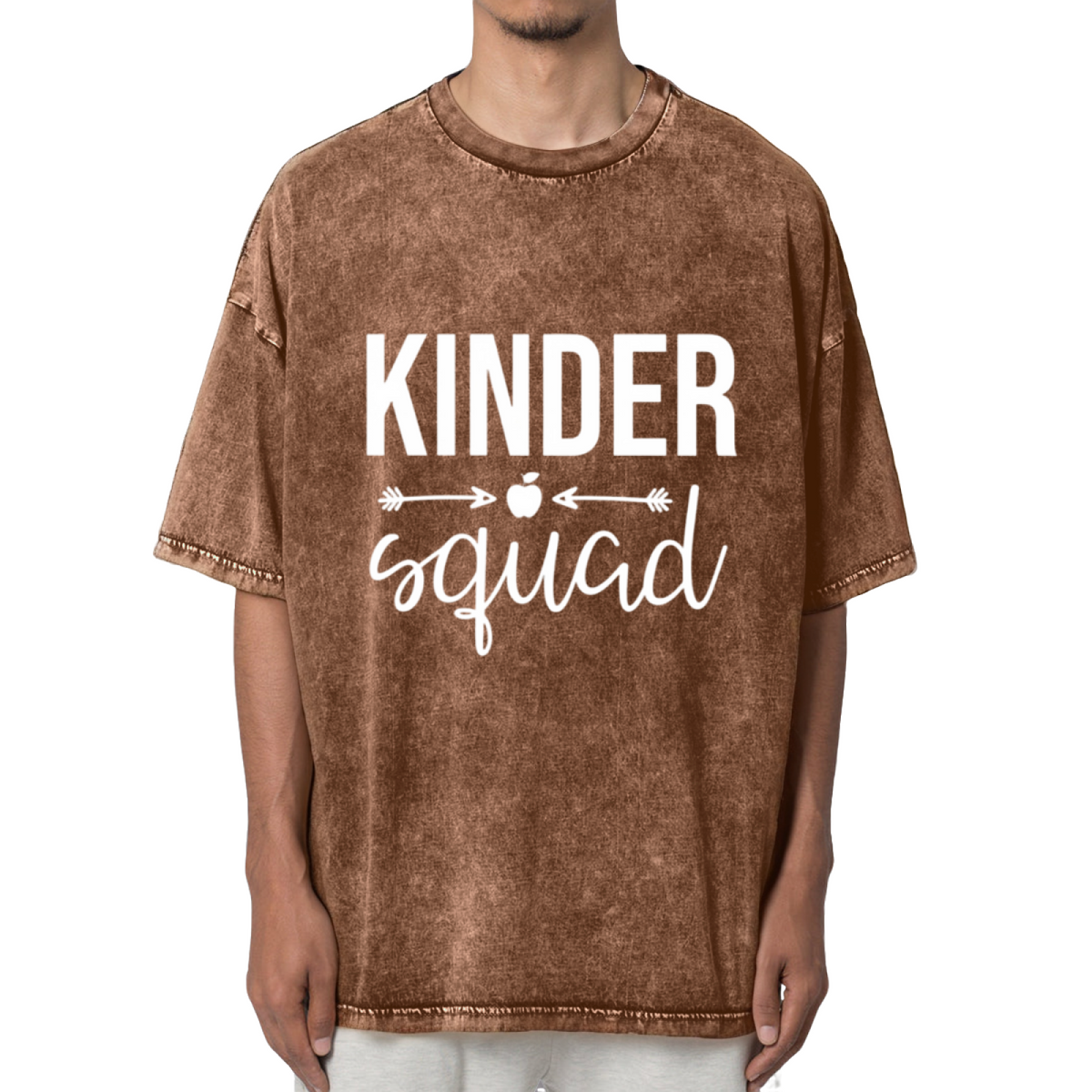 Kinder Squad Kindergarten Shirt Teacher Washed Graphic T-Shirt