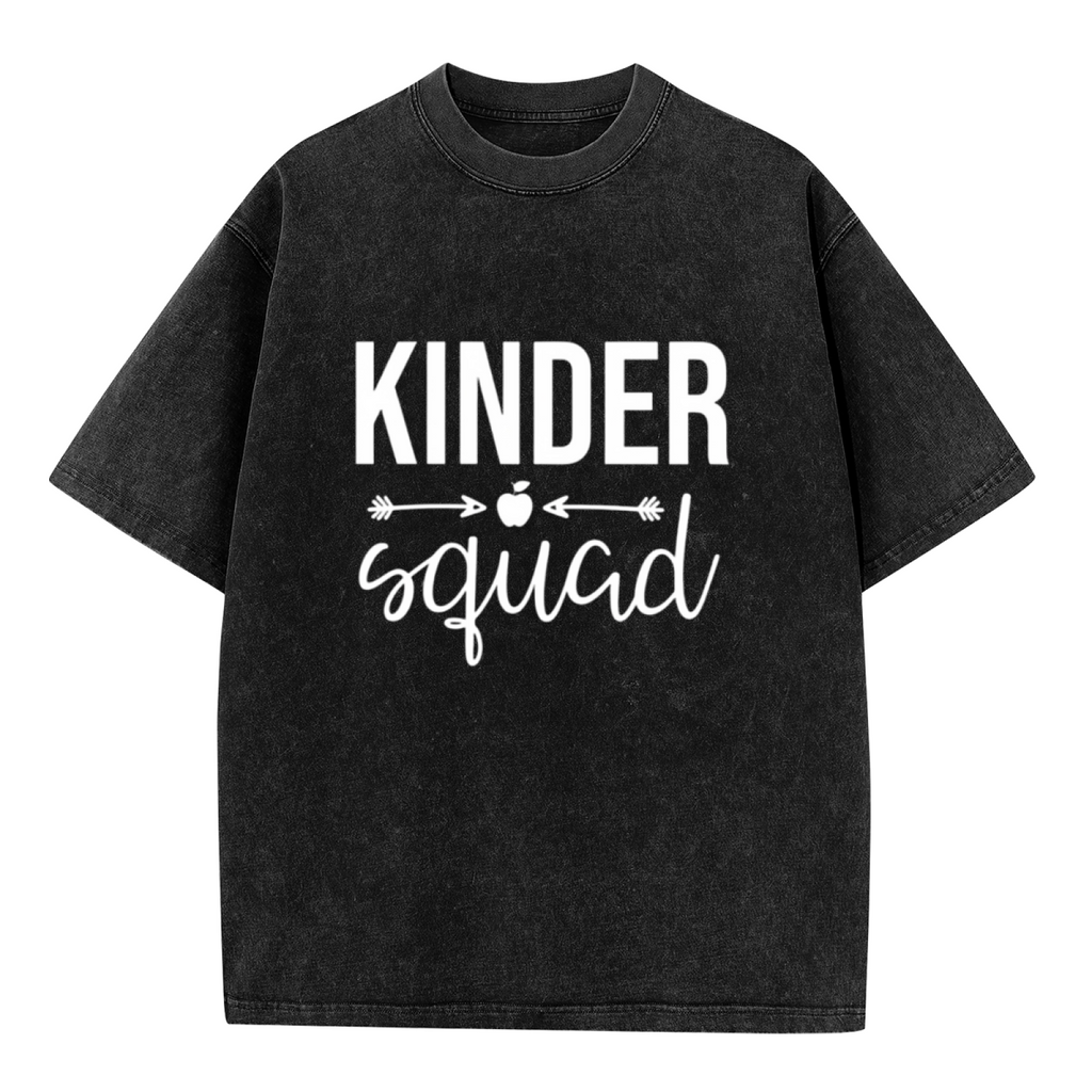 Unisex washed graphic T-shirt with Kinder Squad Kindergarten Shirt Teacher Shirt Kindergarten Teacher Gift For Teacher Shirt Kindergarten Teachers Kindergarten themed design, 