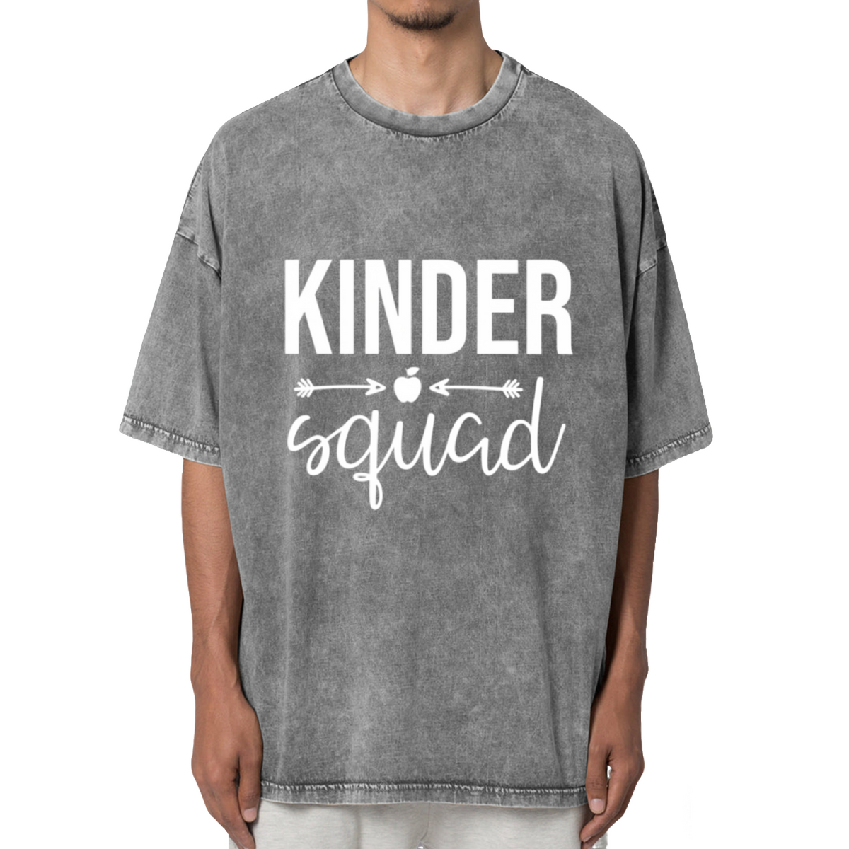 Kinder Squad Kindergarten Shirt Teacher Washed Graphic T-Shirt