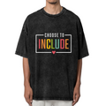 Unisex washed graphic T-shirt with Choose To Include themed design, product image