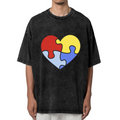 Product image of washed graphic T-shirt featuring 'Autism Awareness Graphic' statement design