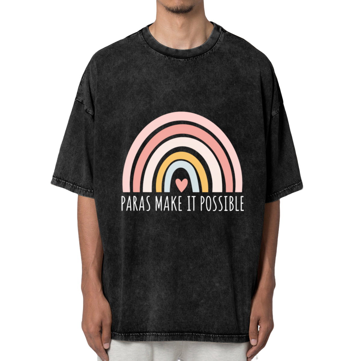 Unisex washed graphic T-shirt with Paras Make It Possible themed design, product image