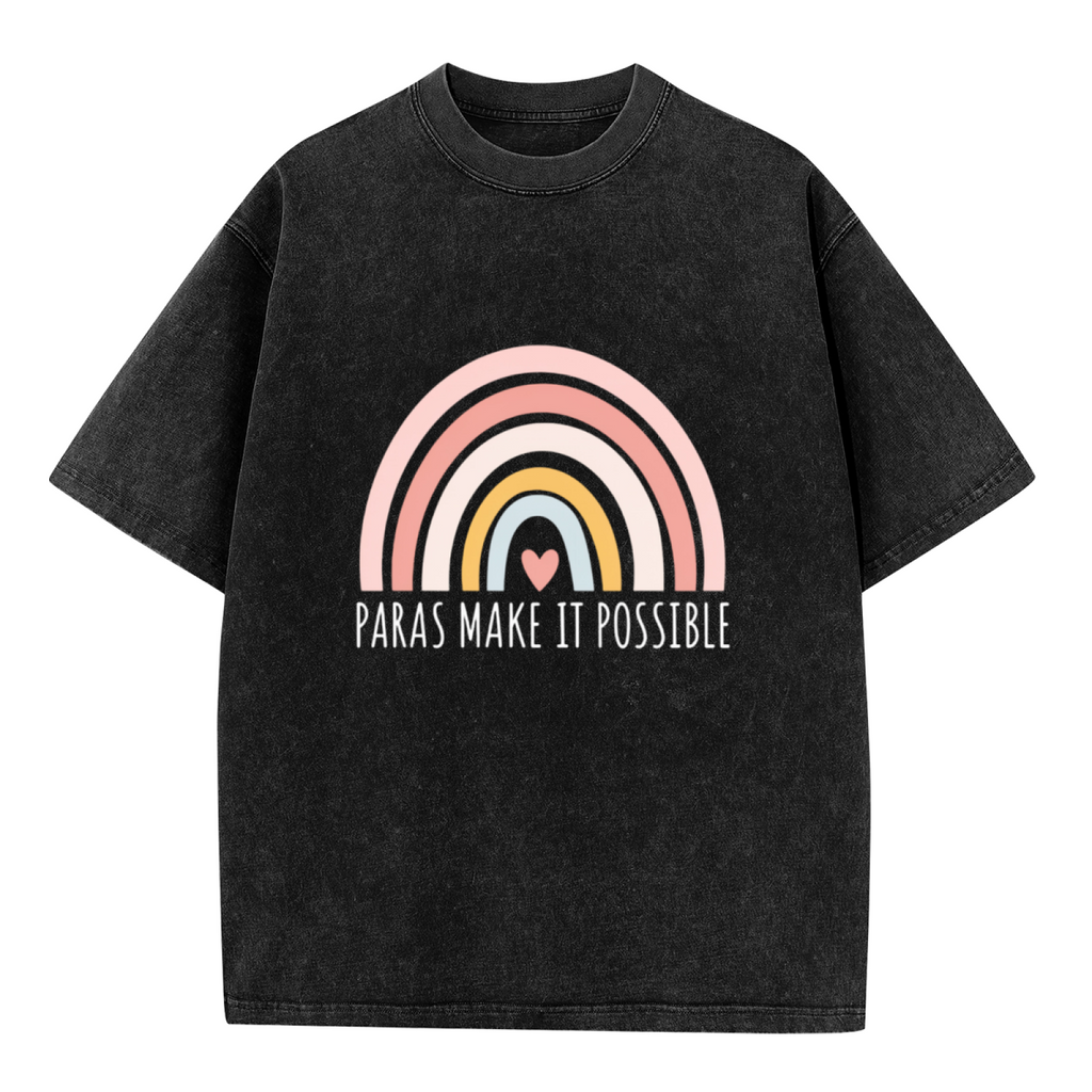 Unisex washed graphic T-shirt with Paras Make It Possible themed design, product image