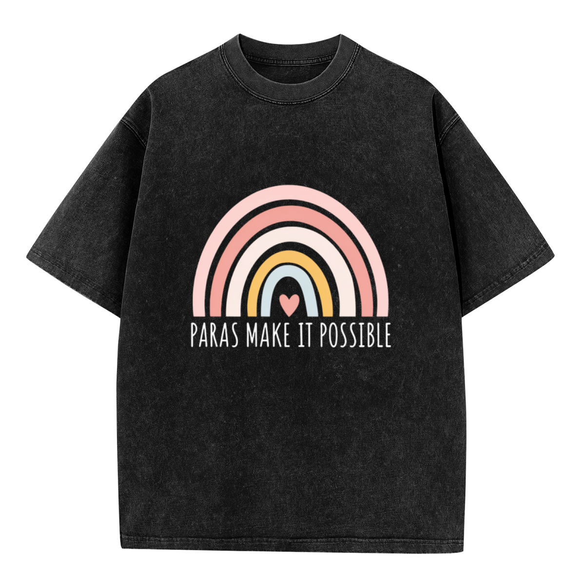 Unisex washed graphic T-shirt with Paras Make It Possible themed design, product image