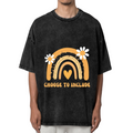 Unisex washed graphic T-shirt with Choose To Include themed design, product image