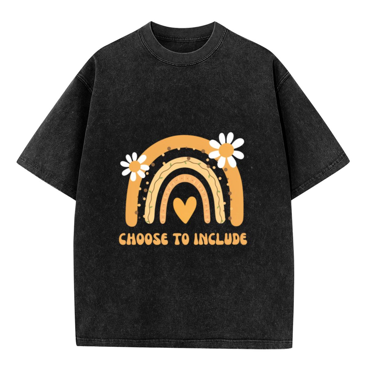 Unisex washed graphic T-shirt with Choose To Include themed design, product image