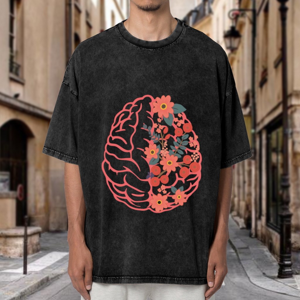 Unisex washed graphic T-shirt with Nurse themed design, product image