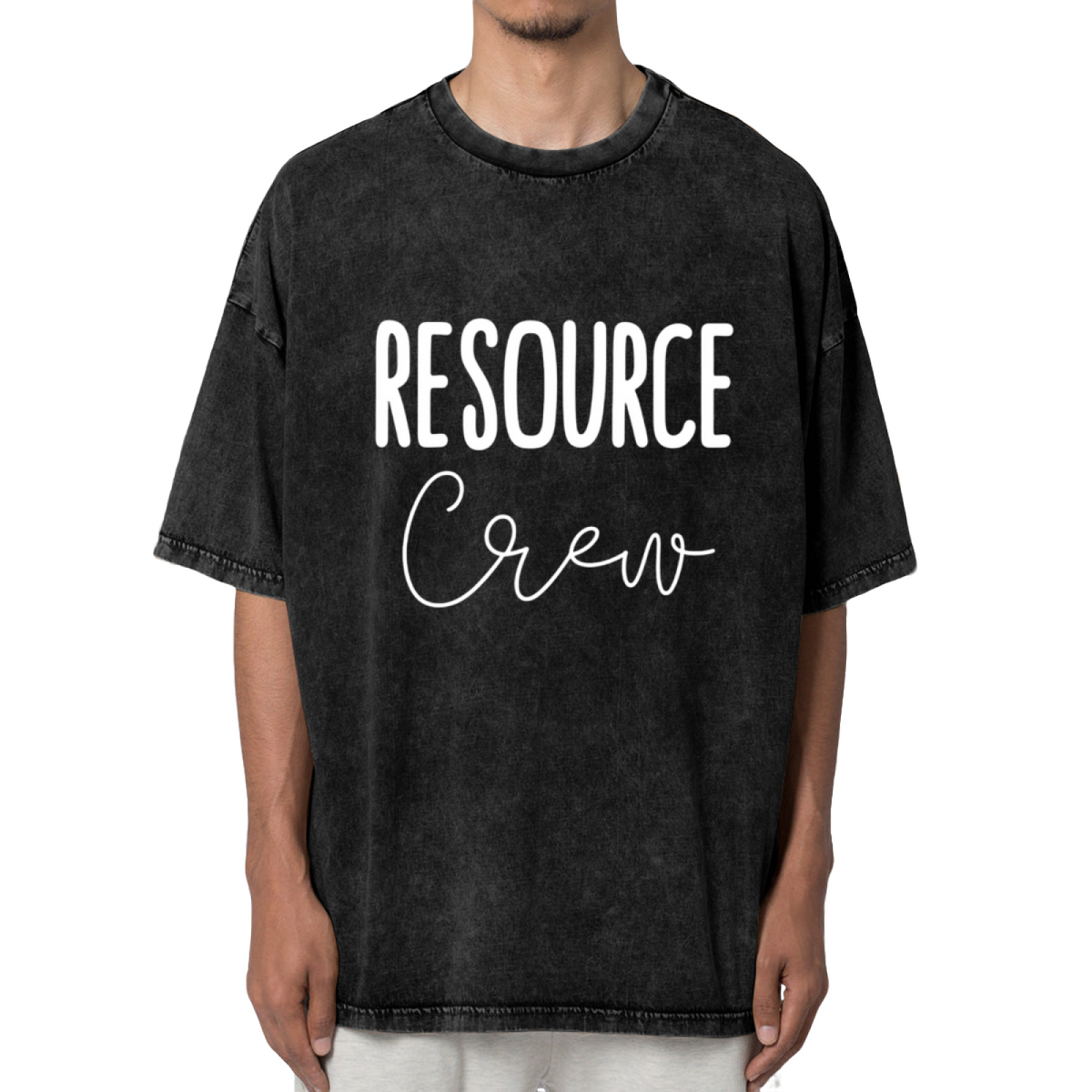 Unisex washed graphic T-shirt with Resource Crew themed design, product image
