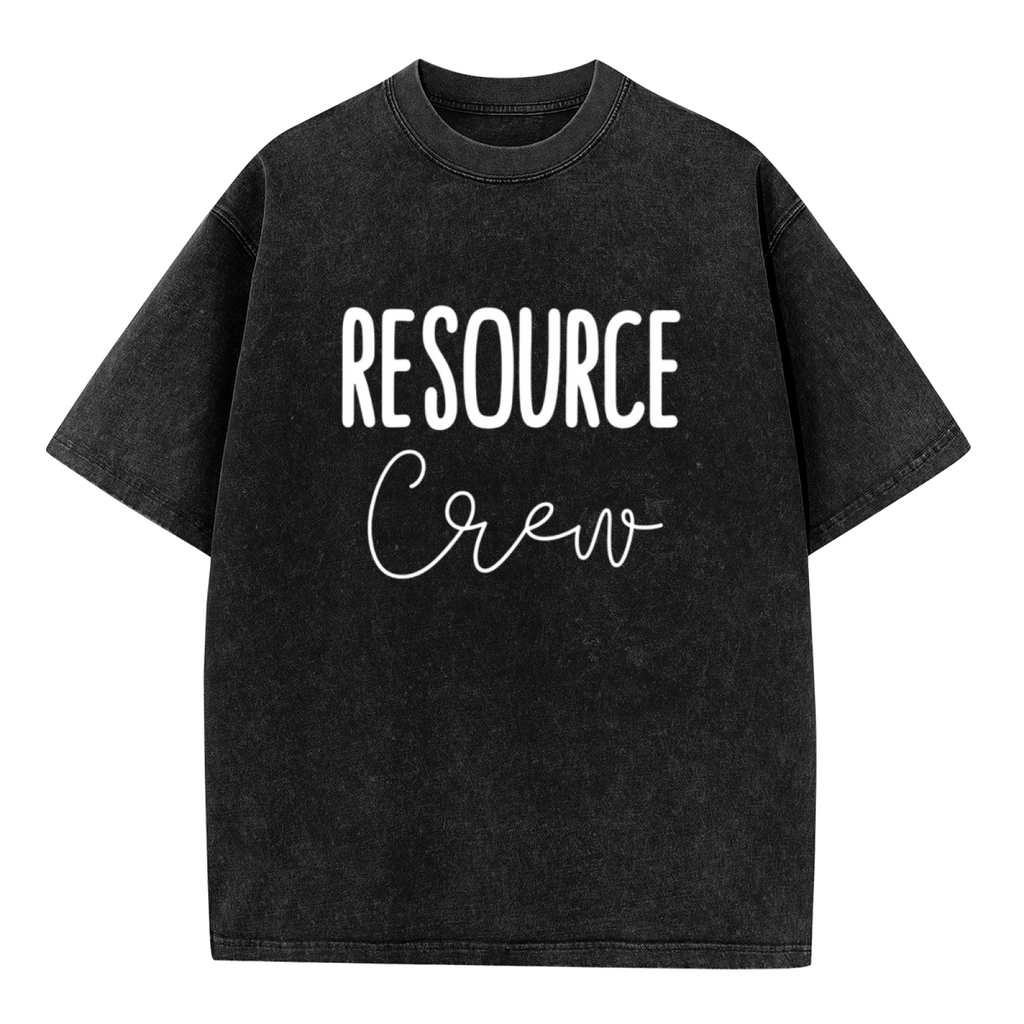 Unisex washed graphic T-shirt with Resource Crew themed design, product image