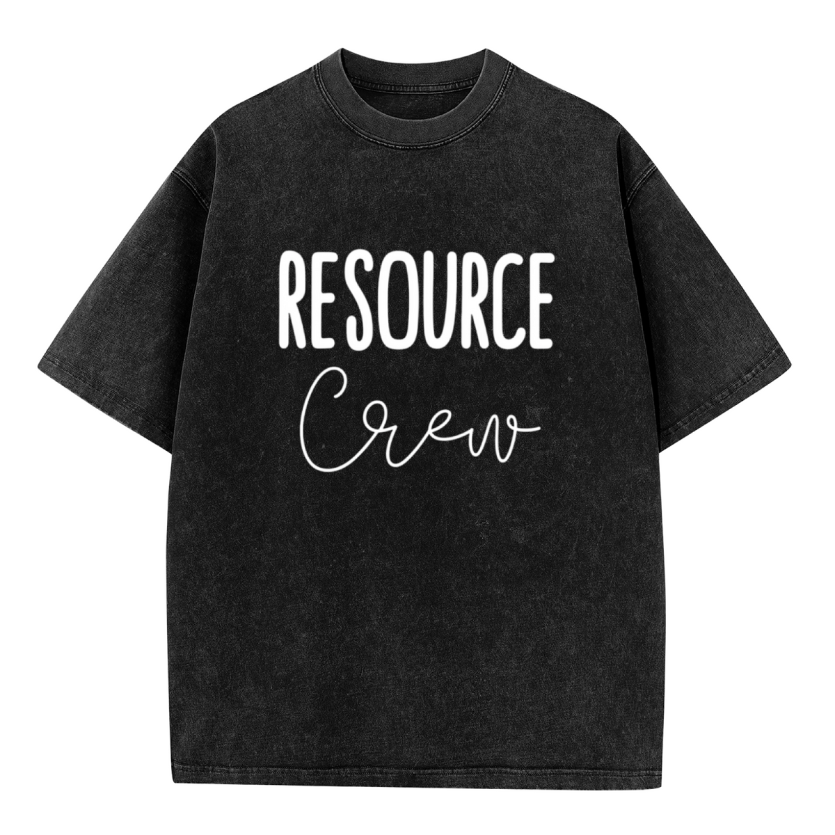 Unisex washed graphic T-shirt with Resource Crew themed design, product image